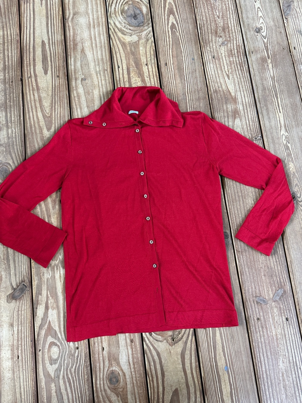 Malo Red Cashmere Silk Button Front Cardigan Made in Italy Luxury Knit